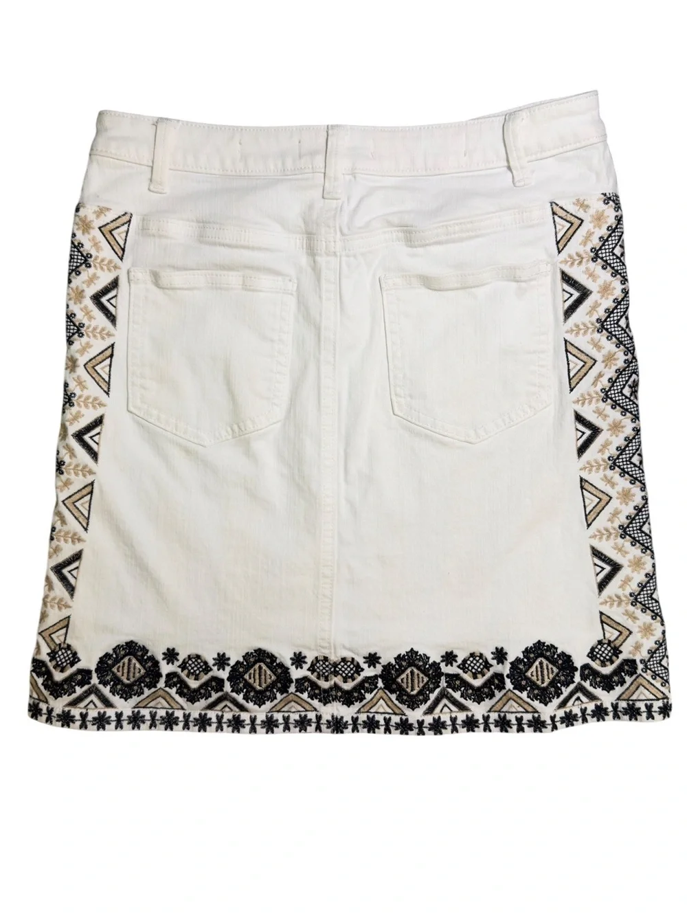 Anthropologie Pilcro and the Letterpress Embroidered Denim Mini Skirt Size 6 - Picture 3 of 4